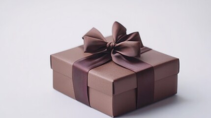 Obraz premium A close-up of a box of chocolates with a ribbon on a white isolated background