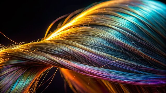 Microscopic Hair Strand Silhouette: Detailed Close-Up of Human Hair Follicle