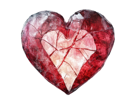 Isolated Cracked Glass Heart Texture