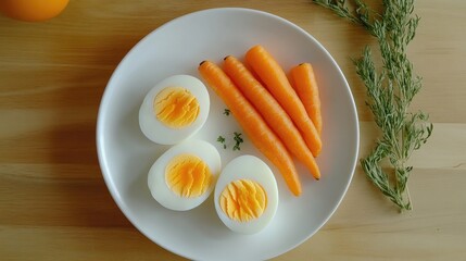 White Plate with Eggs and Carrots