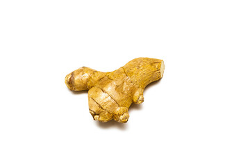 Natural ginger root on white background, close up. ginger root isolate.  