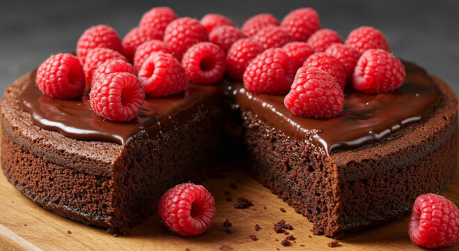 Keto Chocolate Cake
A moist, sugar-free chocolate cake topped with chocolate ganache and fresh raspberries.