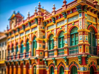 Fototapeta premium Miniature Architectural Building, Tilt-Shift Cityscape, Urban Design, Detailed Facade, Modern Architecture Stock Photo