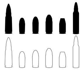 Bullet silhouettes collection isolated on white