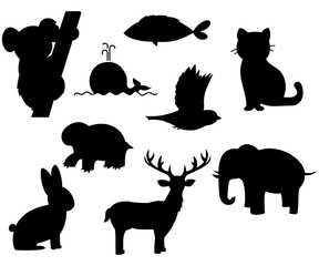 Wild life animals collection zoo silhouette illustration