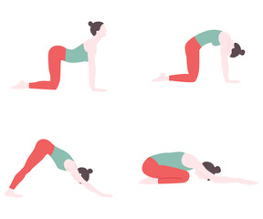 Fototapeta premium woman meditating relax exercise healthy lifestyle flat illustration