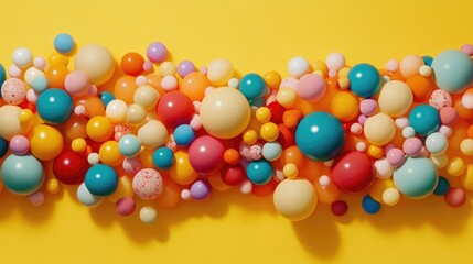 Obraz premium Colorful Balloons on Yellow Background