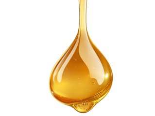 Golden Liquid Drop of Honey or Oil, Glossy Flowing Texture with Abstract Background, Natural Organic Fluid, Isolated on Transparent Background, Ai Generated Images