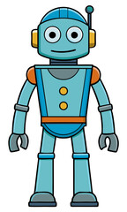 Obraz premium robot isolated black outline vector illustration, transparent background