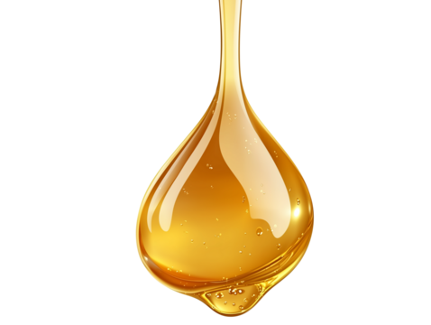 Golden Liquid Drop of Honey or Oil, Glossy Flowing Texture with Abstract Background, Natural Organic Fluid, Isolated on Transparent Background, Ai Generated Images