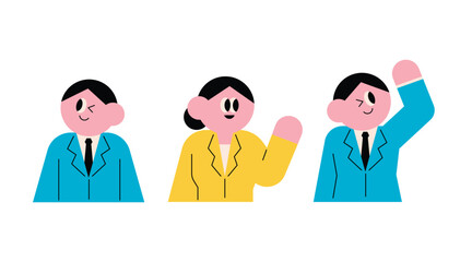 Business Team Avatars. 
Business conversation. Character upper body. Flat design.