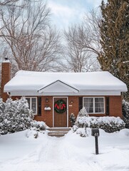 House with Snowy Wreath