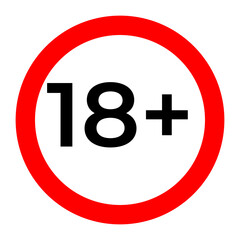 plus oval sign eighteen age restriction symbol vector illustration  template