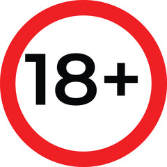 Fototapeta premium plus oval sign eighteen age restriction symbol vector illustration template
