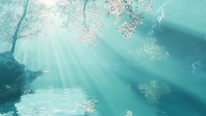 Naklejka premium Nature’s Masterpiece: The Turquoise Gem of Plitvice
