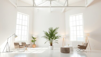 Modern Bright Interior Design with High Ceilings