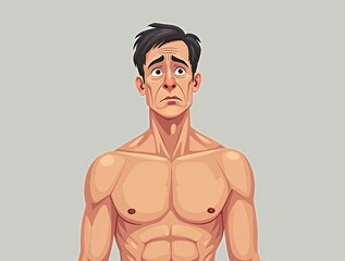 Fototapeta premium illustration of a middle-aged man's torso against a clean