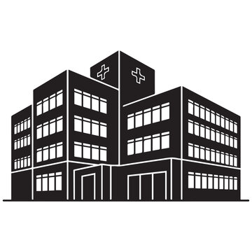 black hospital building icon clip art preview