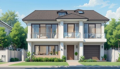 modern house with garden