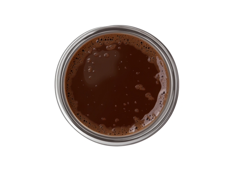 Isolated Top View of a Cup of Dark Coffee