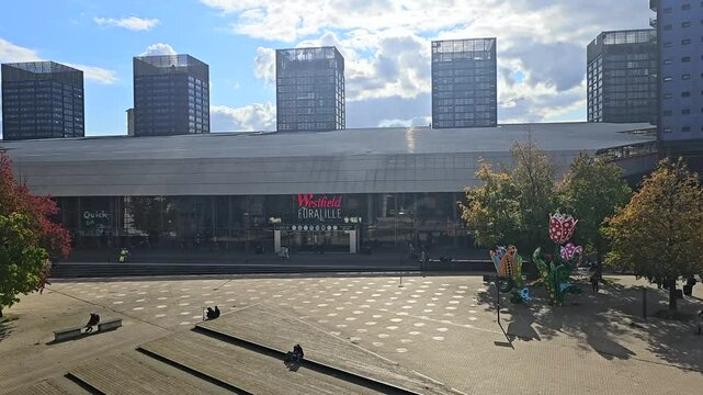 Lille, France  - 11 October 2024- Lille Westfield Euralille shopping center seen from the outside, city of Lille, Nord  Department, France