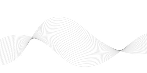 Fototapeta premium Abstract wavy white and grey curved lines on transparent background. Frequency sound wave lines and technology background, Design for brochure, flyer, banner, template, business wave lines background.