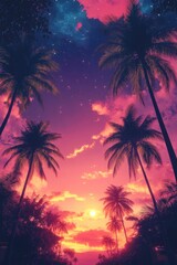 Palm trees at sunset