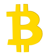 symbole bitcoin couleur jaune , PNG sur fond transparent