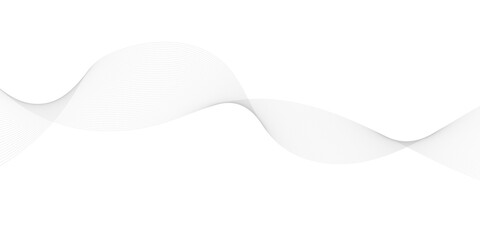 Abstract wavy white and grey curved lines on transparent background. Frequency sound wave lines and technology background, Design for brochure, flyer, banner, template, business wave lines background.