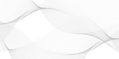 Abstract Gray wavy business and banner curve line background. Digital future technology concept. Line art striped graphic template, banner background. Vector illustration.