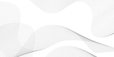 Abstract wavy white and grey curved lines on transparent background. Frequency sound wave lines and technology background, Design for brochure, flyer, banner, template, business wave lines background.