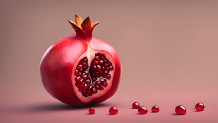 pomegranate on a pink background