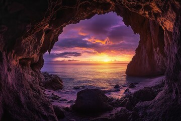 Stunning Ocean Sunset Viewed Through a Natural Rock Arch