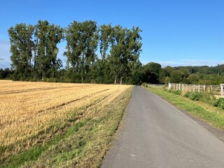 Abgeerntetes Kornfeld bei Wickede an der Ruhr im Sauerland