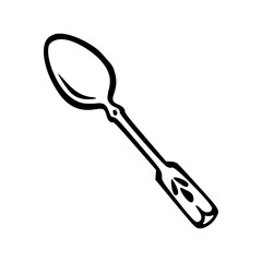 a black and white drawing of a spoon isolated on white
