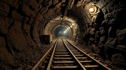 Fototapeta premium Rusty Mine Tunnel, Industrial Exploration, Gold Mining