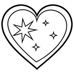 Night Sky Heart Minimal Vector Line Art