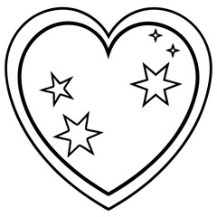 Night Sky Heart Minimal Vector Line Art