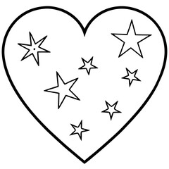 Night Sky Heart Minimal Vector Line Art