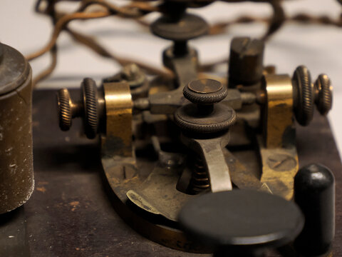 old telegraph morse code machine detail