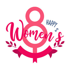 happy Women's Day  pink ribbon