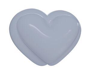 3D heart made of glossy white material on transparent background