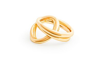 Fototapeta premium A pair of gold wedding rings isolated on a white background.