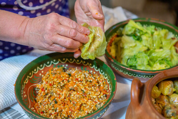 Homemade food cooked by a housewife from Romania. Healthy food.