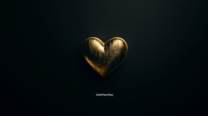 "Gold Heart Day" appears in bold gold letters on a sleek black background, with a small gold heart beneath the text. The minimalist design exudes modern elegance and luxury, creating a refined visual 