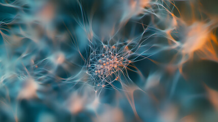 Fototapeta premium Artificial Intelligence. Blurred abstract images resembling digital neural networks, integrating and transmitting information