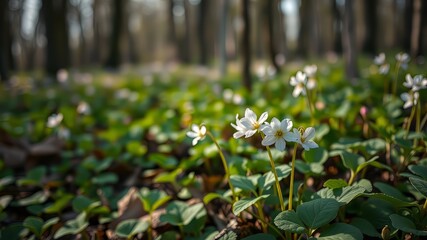 Obraz premium Spring Forest Wood Sorrel Bloom - Nature's Burst of Color