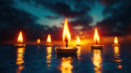 Gloomy All Souls Day and All Saints Day Backdrop with Lit Candles: A Conceptual and Creative Digital Art Illustration