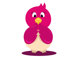 Curios bird having question and seeing to talk somethings vector cute. Adorable pink and red bird.