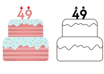 Set of icons cake with number 49
Vector cake on white background not birthday